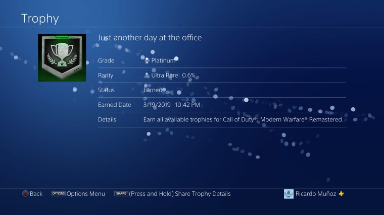 Modern Warfare Remastered Platinum Trophy