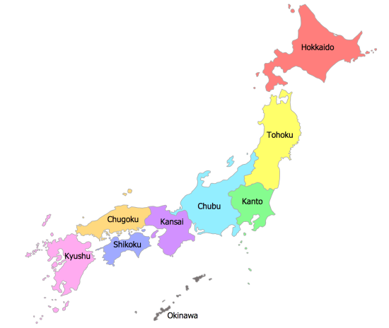 Japan Regions Map