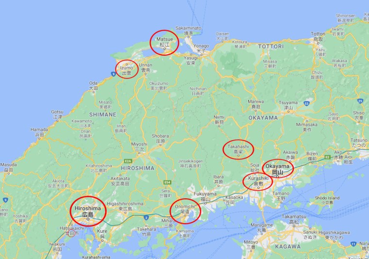 Japan-Korea 2019 Chugoku Map